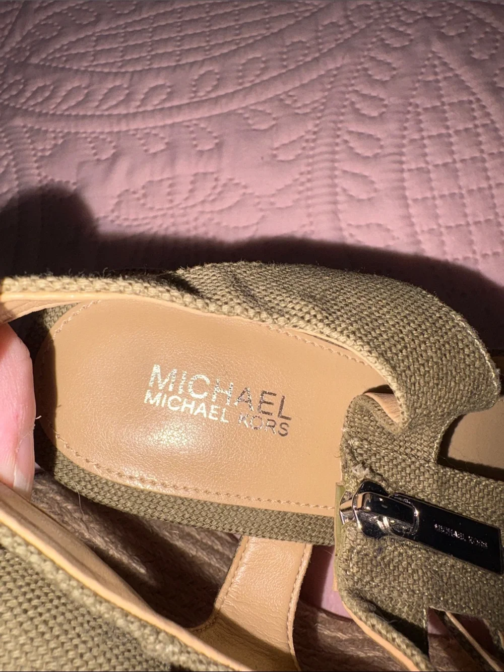 MICHAEL Michael Kors Olive Canvas Espadrille Wedge Sandals